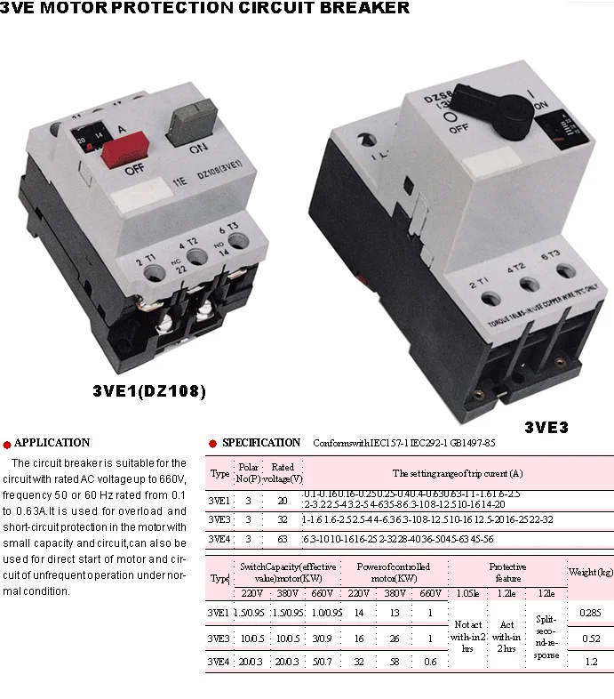 3VE Motor Protection Circuit Breaker