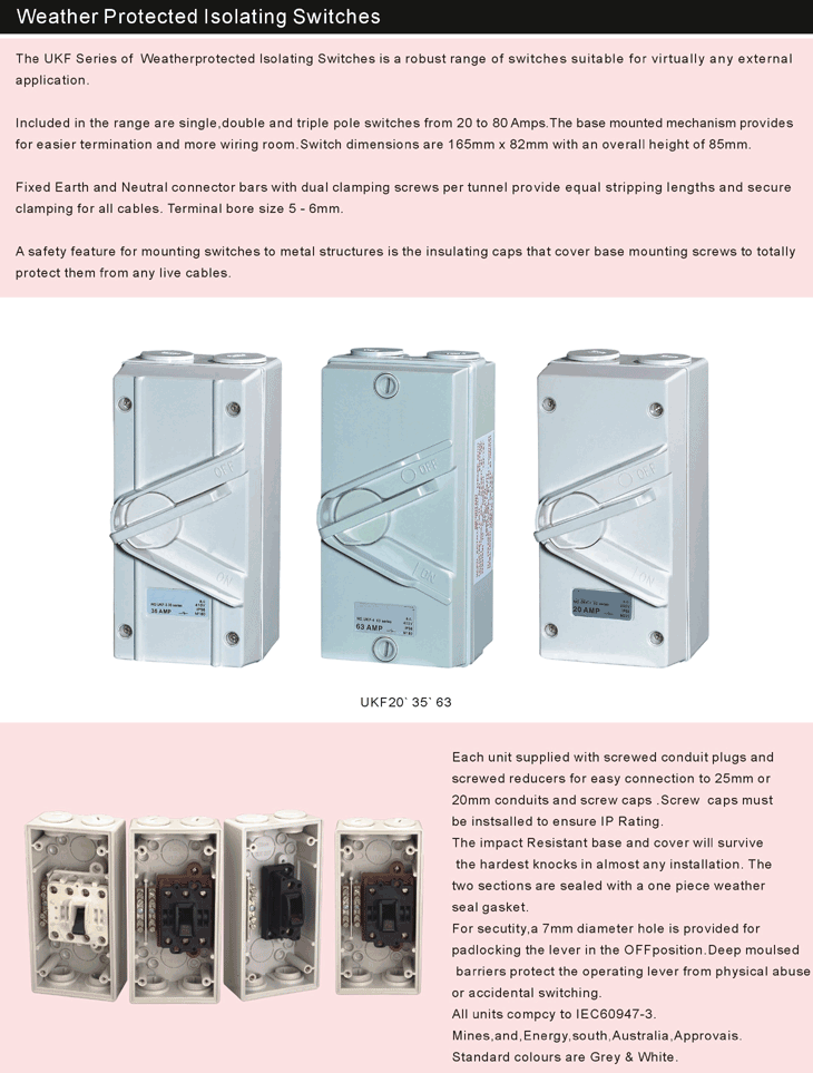 UKF Weather Protected Isolated Switch
