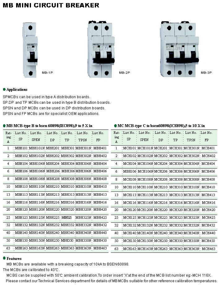 MB MCB — MCB MB MCB supplied by ELEHPD