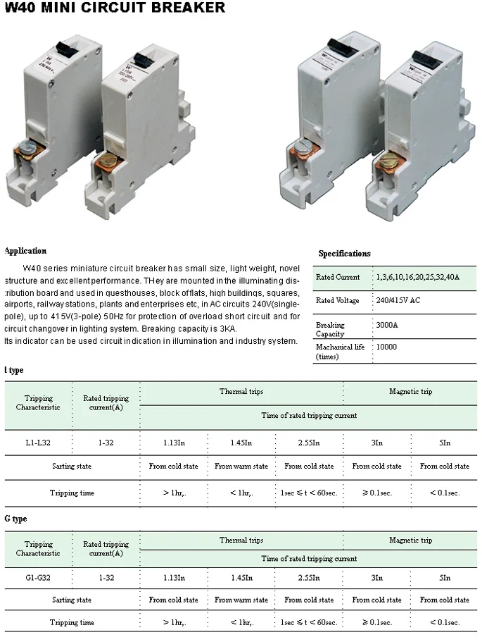 W40 MCB — MCB W40 MCB supplied by ELEHPD