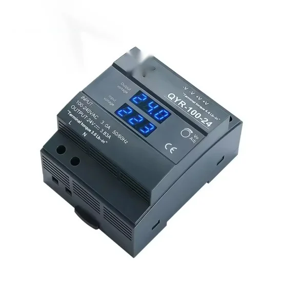 12V 24V 36V 48V 1A 2A 3A 4A 5A 6A 7A 8A din rail power supply Industrial power supply QYR-100W-24V-Digital display
