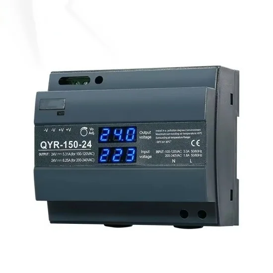 Newly launch 150w Industrial power supply 12V 24V 36V 48V din rail power supply QYR-150W-24V-Digital display